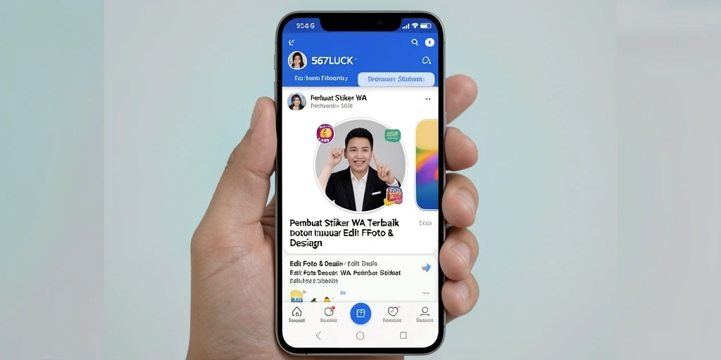 Antarmuka aplikasi 567LUCK untuk membuat stiker WhatsApp.