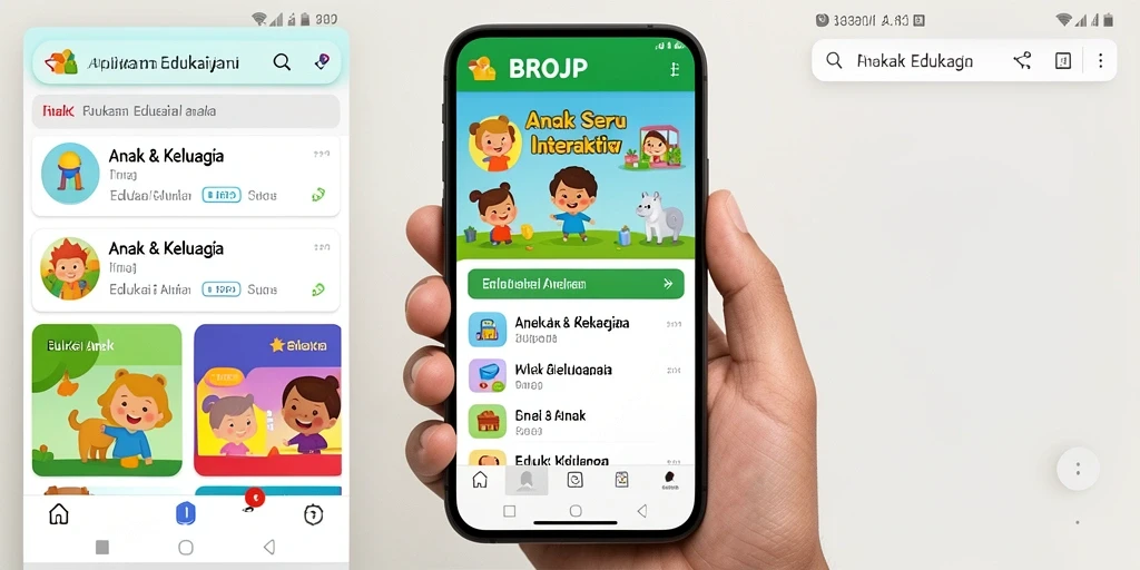 Antarmuka menarik dengan berbagai aktivitas edukatif.