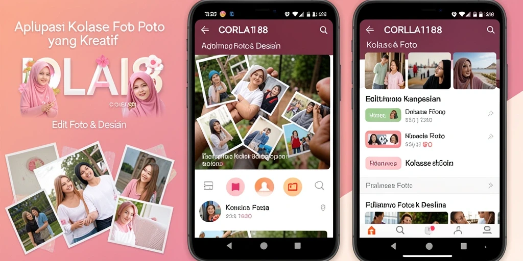 Tampilan antarmuka pengguna CORLA188 yang menarik untuk membuat kolase foto.