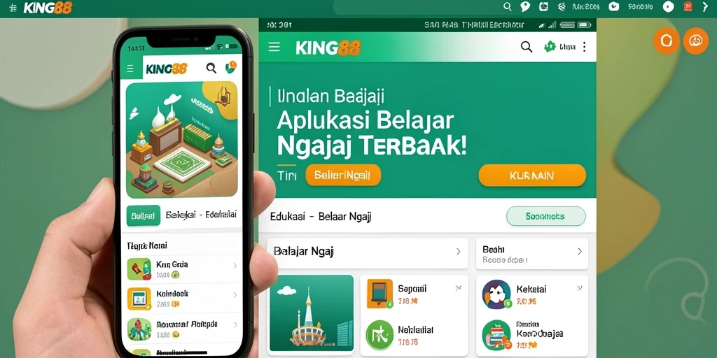 Antarmuka aplikasi KING88 untuk belajar ngaji yang interaktif.