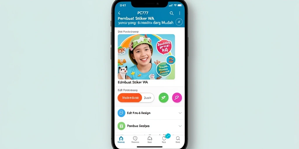 Screenshot utama aplikasi Pembuat Stiker WA menunjukkan antarmuka yang sederhana dan menarik.