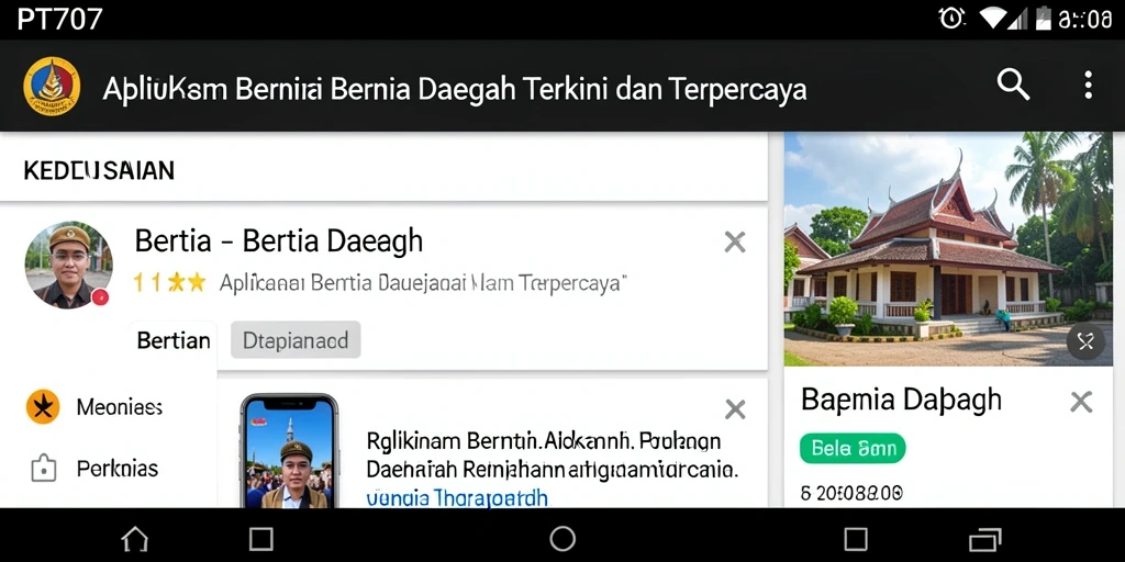 Antarmuka utama aplikasi PT707 dengan tampilan berita daerah.